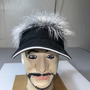 Durikiku Mens Faux Hair Sun Visor Black Grey Spiky Novelty Hat One Size Adjustab